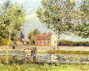 Alfred Sisley Hauser am Ufer der Loing oil on canvas